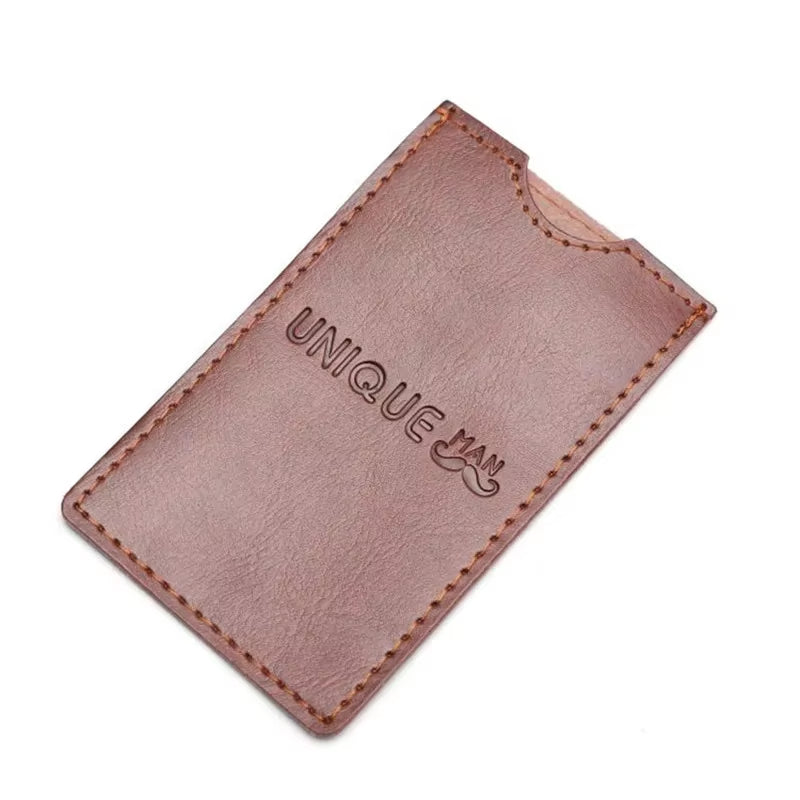 Beard Comb Kit Barba for Men Portable Pocket Wooden Comb with PU Leather Case Beard Brush Care for Men'S Beard Hair Peine Barba