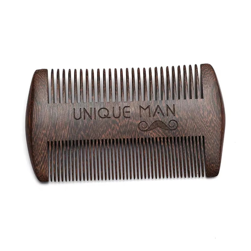 Beard Comb Kit Barba for Men Portable Pocket Wooden Comb with PU Leather Case Beard Brush Care for Men'S Beard Hair Peine Barba