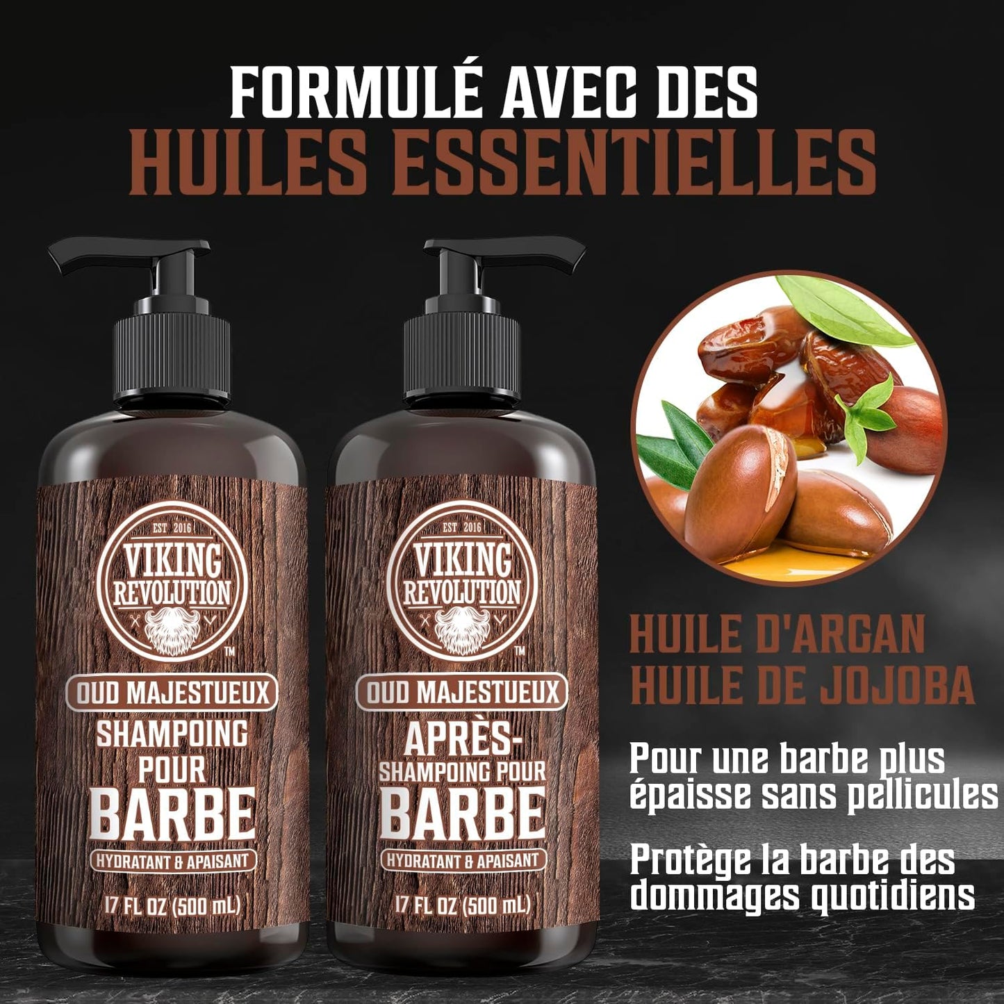 - Shampoing Barbe Homme & Après Shampoing Barbe Homme - Huile D'Argan & De Jojoba - Adoucit & Renforce - Oud Majestueux - 500 Ml X 2