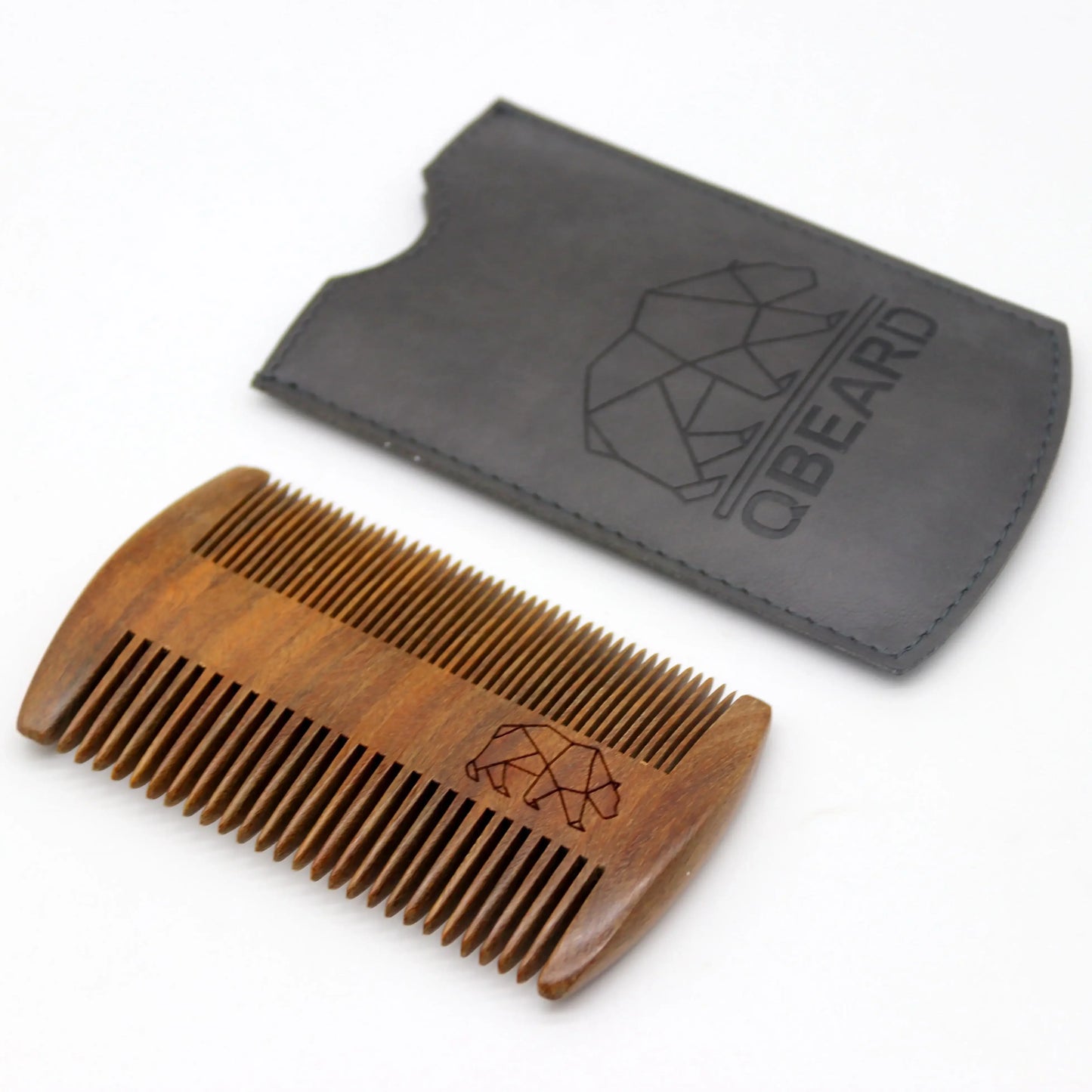 Beard Comb Kit Barba for Men Portable Pocket Wooden Comb with PU Leather Case Beard Brush Care for Men'S Beard Hair Peine Barba