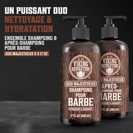 - Shampoing Barbe Homme & Après Shampoing Barbe Homme - Huile D'Argan & De Jojoba - Adoucit & Renforce - Oud Majestueux - 500 Ml X 2