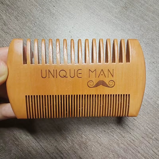 Beard Comb Kit Barba for Men Portable Pocket Wooden Comb with PU Leather Case Beard Brush Care for Men'S Beard Hair Peine Barba